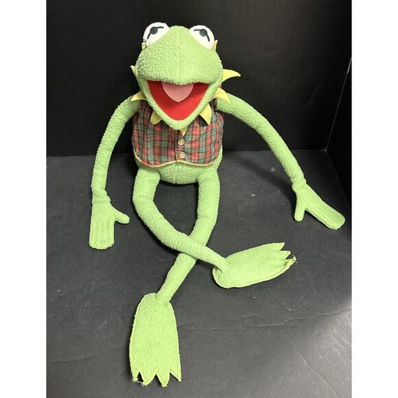 Macys Muppets Kermit the Frog Plush Eden Toys Jim Henson 24” Plaid Vest Bow Tie - Picture 1 of 9